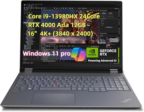 Image of NewLenovo ThinkPad P16 Gen 2 Mobile Workstation (16 inch WQUXGA 4K+ (3840 x 2400), Core i9-13980HX 24Core, 128GB DDR5 RAM 4TB SSD, RTX 4000 Ada GPU 12GB) Laptop for Engineer Designer Architect, Win 11 Pro