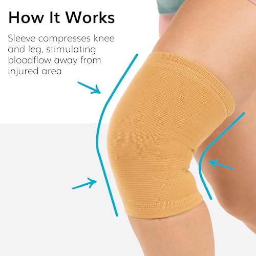 Braceability Elastic Slip-On Knee Sleeve | Cotton Fabric Knee Pain Compression Bandage For Stretchy, Lightweight & Comfortable Support (Medium) #TOP3
