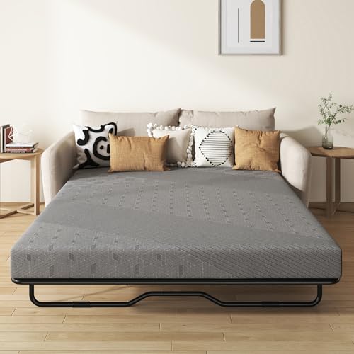 Schow Life 4 Inch Queen Size Gel Memory Foam Sofa Mattress Cushion,Breathable Washable Cover, Ergonomic Lumbar Support, Slip-Resistant Base for Couch, Chair