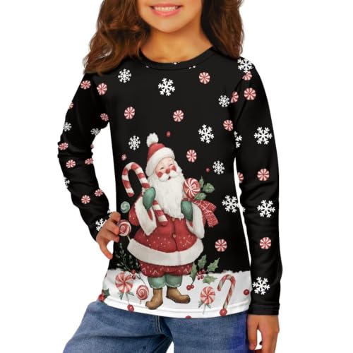 Image of Long Sleeve Shirts for Girls Casual Crewneck Tops Fall Winter Outfits for 3-16 Years Old