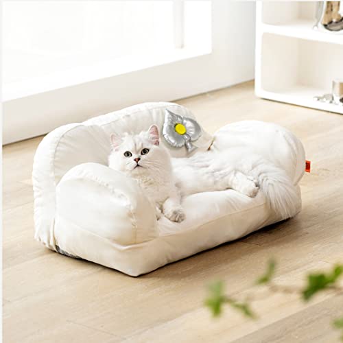 Seegeeneey Pet Dog Cat Sofa Bed For Cats Pet Bed Indoor Sleeping Nest Washable Design Sofa For Cats Dog Sofa Cat Bed (Beige,M) #TOP4