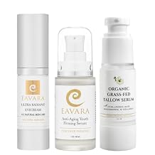 Eye Cream, Tallow Serum, and Youth Firming Serum Set Brightening and Hydrating Skincare Trio with Grass-Fed Tallow, Hyaluronic Acid, Vitamin C, and Niacinamide Clean & Natural Skincare