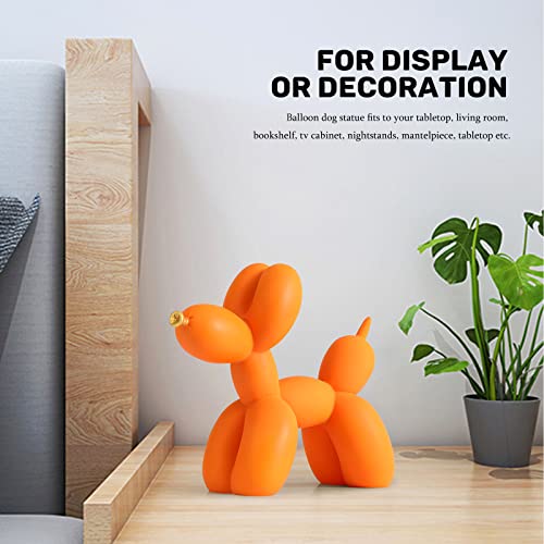 Otang Balloon Dog Statue Collectible Figurines Art Modern Sculpture, Cute Golden Nose Dog Animals Resin Crafts Handmade Ornament Home Decor Accents(Orange,9,7,3.5In) #TOP2