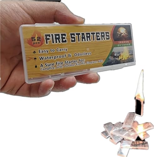 Fire Starters, 52pcs, Waterproof and Odorless, for Campfire, Grill, Outdoor Fire Pit, Fireplace, BBQ (52pcs, 1.18in)