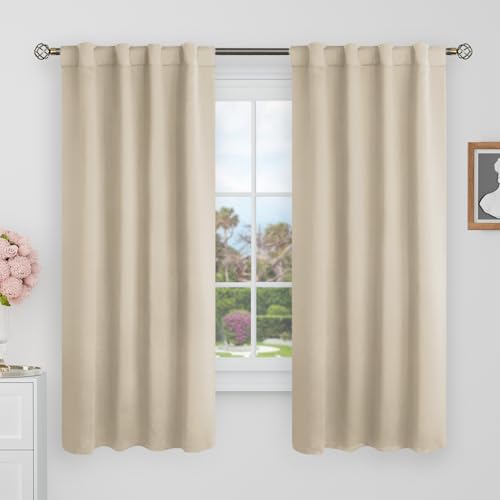 BGment Blackout Curtains 63 Inch Length for Bedroom, 34x63 inch, Champagne