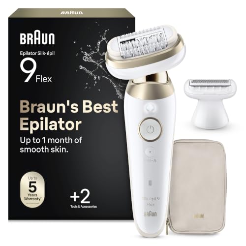 Braun Epilateur Electrique Pour Femmes Silk-épil 9 9-041 3D, Tête Flexible 360°, Etanche, Sans Fil, Kit D’Epilation Avec Tête De Rasoir, Sabot Tondeuse,...
