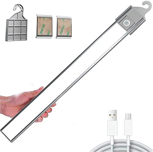 Motion Sensor Portable Lights Indoor, LAMPAOUS Under Cabinet LED Lights Warm White, USB Rechargeable Wardrobe Lights 1500mA Wireless, Magnetic Strips for Garage Cupboards Under Counter Stairs Wardrobe