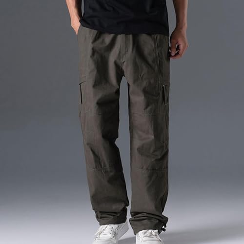 Cargo Pants for Men Functional Straight Leg Outdoor Pants Solid Color Breathable Work Long Trousers Pockets4