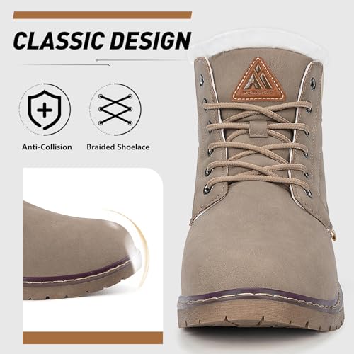 Image of Mishansha Snow Boots for Women - Waterproof Winter Hiking Boots with Warm Fur Lining, Anti-Slip Sole, Insulated Outdoor Cold Weather Booties