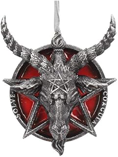 Nemesis Now Baphomet Head Red Pentagram Hanging Decorative Ornament 9.5cm, Resin, Black