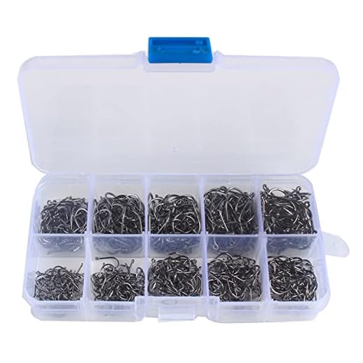 Qudai 1000 peças anzóis anzóis com farpas 10 tamanhos de aço carbono anzóis com caixa de armazenamento portátil