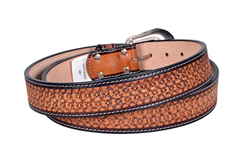 Western Belt Genuine Leather Hand Tooled Heavy Duty Removable Buckle For Men and Women 30HQ0052