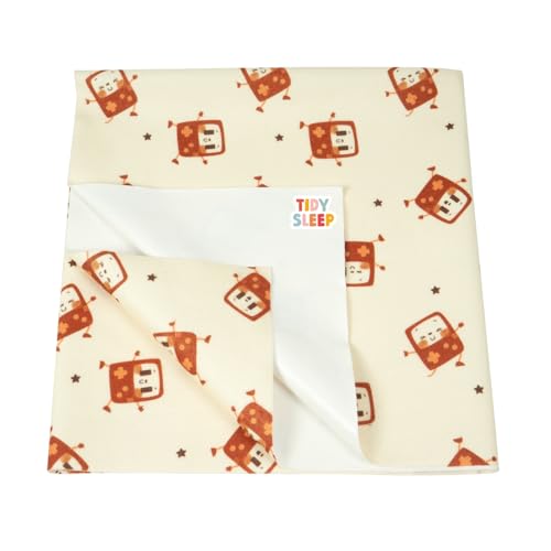Image of Tidy Sleep Printed Baby Dry Sheet Waterproof Mattress Protector for Newborns | Soft Quick-Dry Bed Protector Mat | Reusable Leakproof Pee Pad for Bed, Crib & Travel Dry Sheet | Smart Robot (Medium)