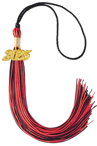 Image of Graduation Tassel 2025,Black and Red Tassel 2025