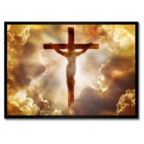 La Crucifixion de Jésus poster encadré blanc décoration murale inspirante pour la foi