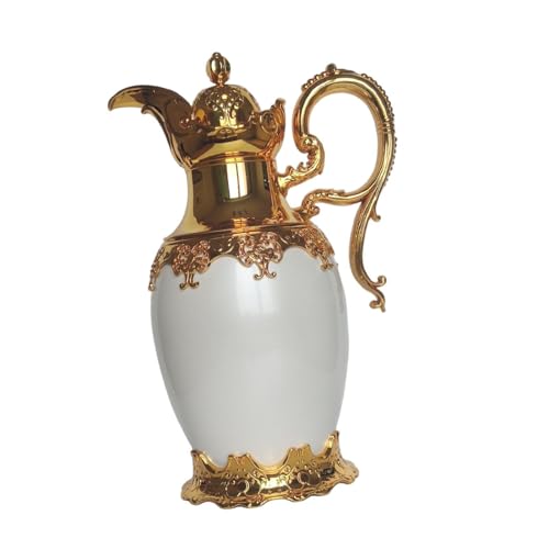 Bothyi Arabic Insulated Thermal Coffee Carafe Thermal Urn Glass Liner Household Water Pitcher Teapot Vacuum Pot for Kitchen Picnic, Gold 28cmx32cm