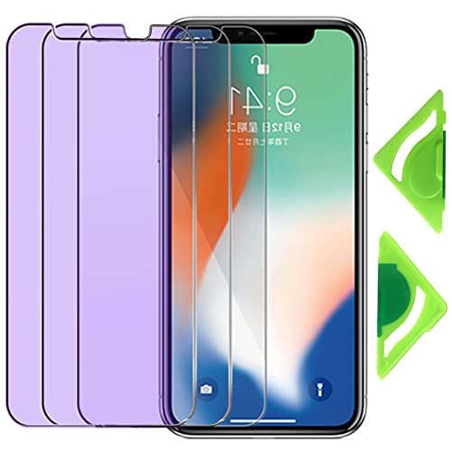 VerTreV Anti Blue Light Screen Protector for iPhone 11 Pro(Pack of 3) with General Aligner,2.5D Edge 9H Tempered Glass Protective Film for iPhone X/XS-5.8