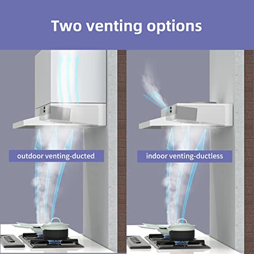 FIREGAS 30 Inch Under Cabinet Range Hood, 300 CFM Powerful & 45dB Quiet Vent Hood, Slim Stainless Steel Stove Hood for Kitchen & Apartments, 2-Speed Exhaust Fan, Ducted/Ductless Convertible by FIREGAS - Image 4