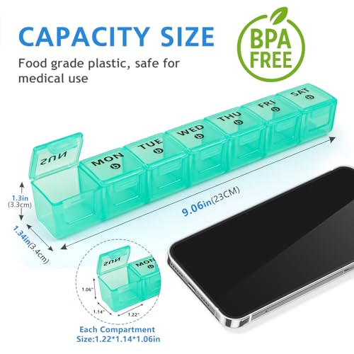 Image of 2-Pack Large Weekly Pill Organizer,7 Day Pill Cases Organizers Once A Day,Am Pm Pill Container 14 Compartment,Daily Vitamin Pill Box Dispenser 1 Week,Medication Aid Organizer Box for Supplement