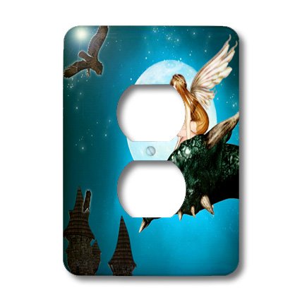 Fairy dragon fantasy avec lune et hiboux cache-prise double - 3