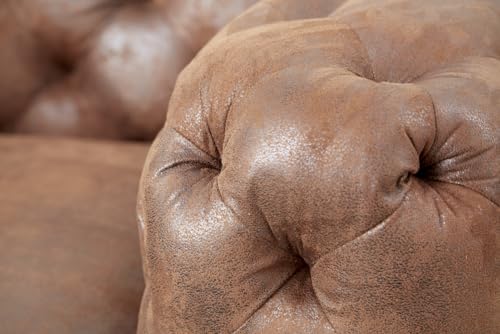 Riess Ambiente Design Chesterfield Sessel MODERN BAROCK - 120cm - antik braun Microfaser mit Federkern Relaxsessel Lesesessel – Bild 6