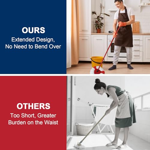 Moppstiel Ersatz Kompatibel Mit Vileda Turbo Spin Mop Mopp Stange Replacement, 4-Sektionen Verstellbarer Wischmopp Ersatzgriff Moppzubehör Teleskopstiel für Bodenreinigung, Deutschem Gewinde