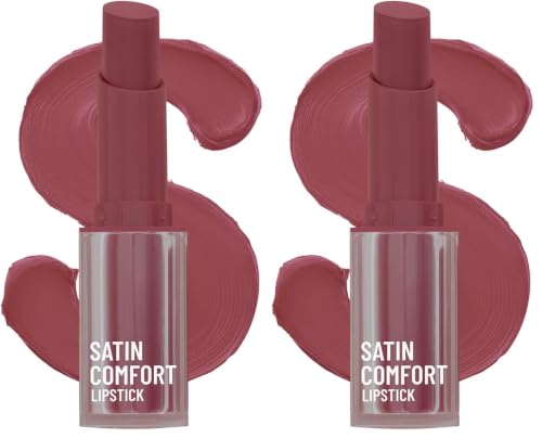 Image of Swiss Beauty Satin Comfort Lipstick | Ultra-Hydrating | Highly Pigmented | Smooth Glide | Satin Matte Finish | One-Swipe Application | Shade- 5 Vintage Pink, 3gm (Pack of 2)