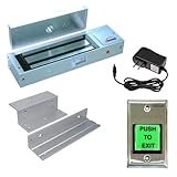 Visionis FPC-7325 VIS-ML1200LED Indoor Electromagnetic Lock 1200lbs for in Swinging Door with VIS-7000 Green LED Push to Exit Button NC, COM, NO Outputs for Access Control, 2 Amp Power Supply