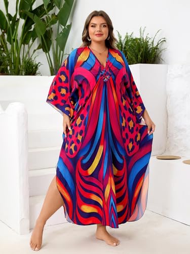 Image of Kaftan Dress for Women - Plus Size Caftan Maxi Beach Dress Moo Moos Loungewear, Swimsuit Cover Up for Beach, Pool or Vacation