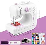 Machine à coudre pour débutants DIY Outil à coudre avec pied de pédale 12 Machine à coudre portable à mailles, 36 Fils de couleur, ILED Light, Bobbin Winder automatique, blanc violet pour les vêtements