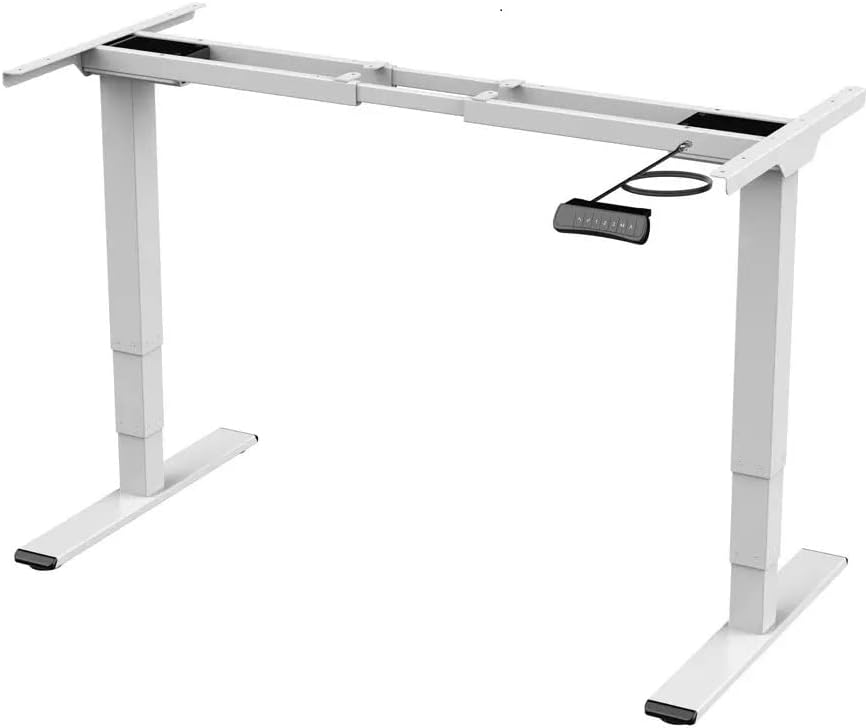 Monoprice Electric Dual Motor 3-Stage Height Adjustable Sit-Stand Desk Frame V2, 220 lbs Weight Load Capacity, Ergonomic, for Home and Office, White - Workstream Collection