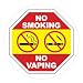 No Smoking No Vaping Sign/Static Cling Decal - Inside Window Application - Easy to Remove and Reposition - Approx. 5 x 5 in.
