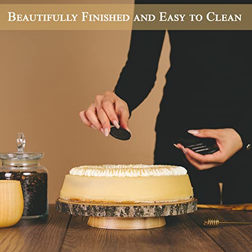 Hanson And Bennett Wooden Rustic Cake Stand - Beautiful And Natural Rustic Wedding Cake Stand - Smooth, Finished Wood Cake Stand Rustic Slab - Stunning Wood Slice Cake Stand For Wedding Reception #TOP2