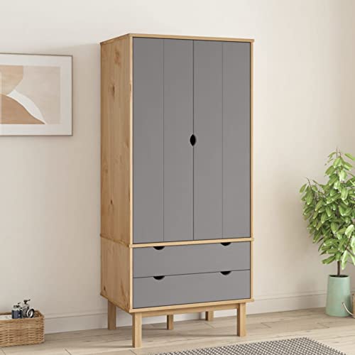 Fasba Kleiderschrank Garderobenschrank Garderobe Schrank Dielenschrank Schlafzimmerschrank OTTA Braun&Grau 76,5x53x172 cm Massivholz Kiefer Fasba Kleiderschrank Garderobenschrank Garderobe Schrank Dielenschrank Schlafzimmerschrank OTTA Braun&Grau 76,5x53x172 cm Massivholz Kiefer