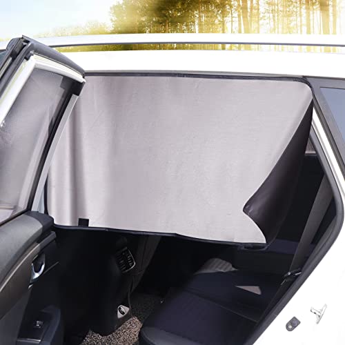 Pottwal Parasol Coche Lateral - Tejido de Cola Plateada y Negra - Parasol Coche Infantil Lateral - Fijación con Cinta - 2 Unidades Cover