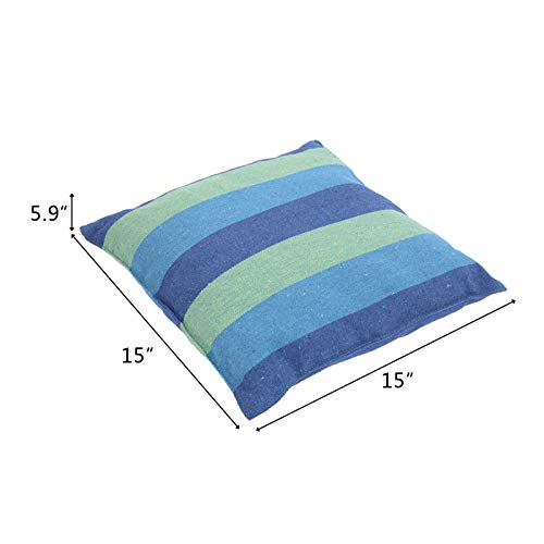 Cueamy Multicolor Hanging Rope Hammock Chair Swing Seat For Yard, Bedroom, Patio, Porch, Indoor / Outdoor - 2 Seat Cushions Included (Blue) #TOP4