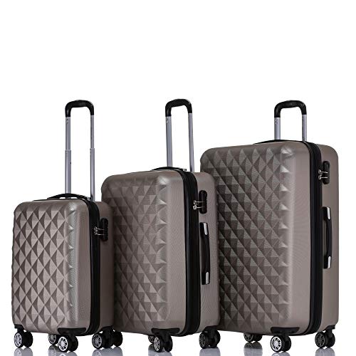 Preisvergleich Produktbild BEIBYE Kofferset 4 Zwillingsrollen Hartschale Trolley Koffer Reisekoffer Reisekofferset Gepäckset in 12 Farben (Champagner)