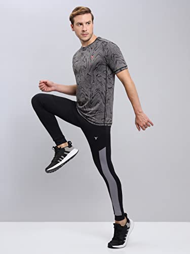 Image of TECHNOSPORT Men Polyester Regular Fit Half Sleeve Jacquard T-Shirt with Double Cool, Quick Dry & Anti Microbial for Sports, Running & Casual Use