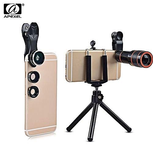 Kit de Lentes 4 em 1 APEXEL para Smartphone APL-HS12XDG3Zj