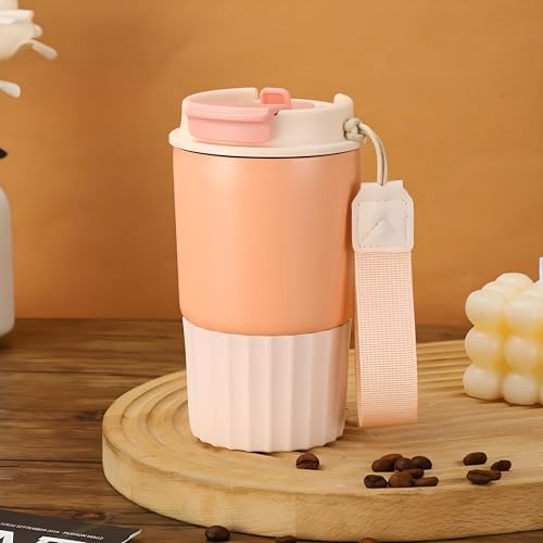 Image of Motka 380ml Stainless Steel Vacuum Insulated Tumbler | Dual Drink Mug with Lid & Straw | Leakproof Coffee Cup for Hot & Cold Drinks | Portable Sipper | Outdoor, Travel & Office (Rouge Powder)