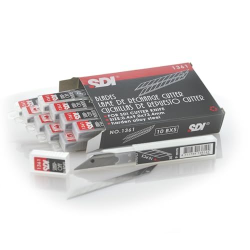 Cuchillas para Cutter de Precisión en Acero SK2+Cr de máxima calidad y corte en 30º, fabricadas por SDI, caja de seguridad con 10 cuchillas distribuido por Office Box. (Pack 10 Cuchillas)