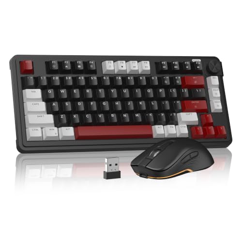 MageGee Wireless Keyboard and Mouse Combo, 2.4G Rechargeable RGB Backlit Keyboard Mouse Set, 81-Key Compact Gaming Keyboard with Multimedia Keys, Ergonomic 6-Button Mouse for PC, Laptop, Windows