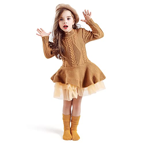 NNJXD Girls Long Sleeve Autumn Winter Knit Sweater Christmas Dress