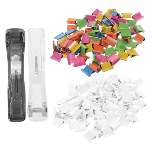 SEWACC 1 Set Mini Push Document Clamp Dispenser with Refill Clips Portable Handheld Paper Clam Clips for Office Supplies Lightweight Timesaving Tool for Organizing Files and Documents