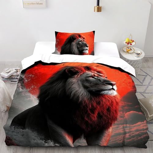 Housse de couette lion couchon de soleil en microfibre 135x200cm pour lit simple