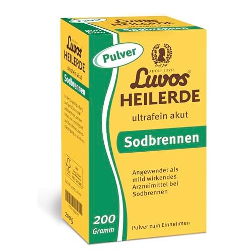 Luvos Heilerde ultrafein akut - mild wirkendes Arzneimittel bei Sodbrennen, wirkt sofort & anhaltend, lindert Schmerzen, bindet überschüssige Magensäure, schützt Magen und Speiseröhre, 200 g Pulver