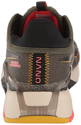 Reebok Tênis masculino Nano X2 Tr Adventure Cross Trainer, Verde militar/preto/vermelho neon, 9