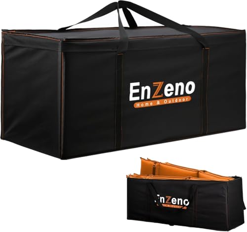 Enzeno Garden Furniture Cushion Storage Bag, 420D Oxford Fabric Waterproof, Anti-UV Heavy Duty Christmas Tree Storage Bag with Carry Handle and Zipper (140x60x60cm), Black