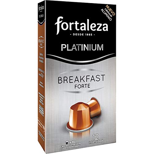 Café Fortaleza - Platinium “ Cápsulas Compatibles con Nespresso, de Aluminio, Sabor Breakfast Forte, Intenso, 100% Arábica, Tueste Natural, Pack 8x10-80 uds