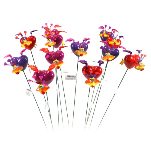 Image of Exhart Nerdy Necks Love Bird Garden Stakes For Outdoors - Pack of 12